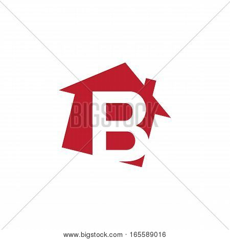 initial letter logo house alphabet B red color