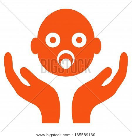 Baby Care Hands vector icon. Flat orange symbol. Pictogram is isolated on a white background. Designed for web and software interfaces.