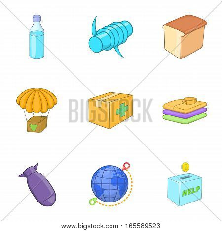 War victims icons set. Cartoon illustration of 9 war victims vector icons for web