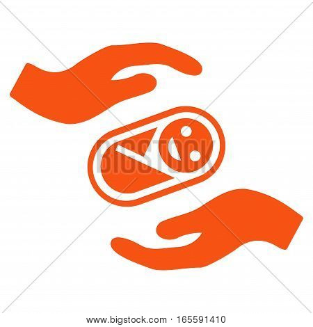 Newborn Care Hands vector icon. Flat orange symbol. Pictogram is isolated on a white background. Designed for web and software interfaces.