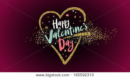 Valentines day lettering postcard, banner and vector holiday background. Easy editable for Your design.