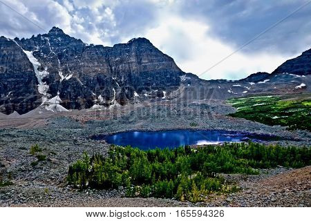Wilderness  in rocky mountains. Eiffel Lake. Canadian Rockies. Banff National Park. British Columbia. Canada.