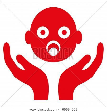 Baby Care Hands vector icon. Flat red symbol. Pictogram is isolated on a white background. Designed for web and software interfaces.