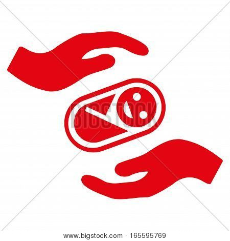 Newborn Care Hands vector icon. Flat red symbol. Pictogram is isolated on a white background. Designed for web and software interfaces.