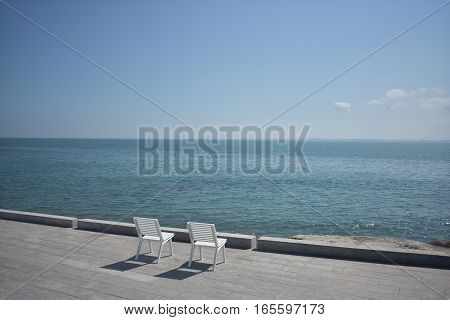 A couple of chairs in a veranda of boulevars in veracruz mexico