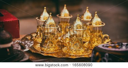 Ancient oriental tea set , Oriental souvenir