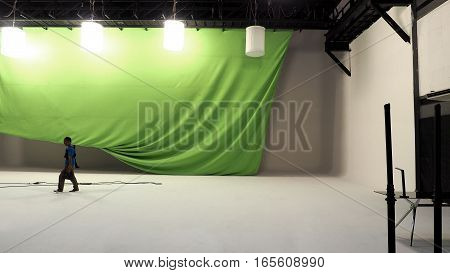 Big Studio With Green Screen.