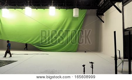 Big Studio With Green Screen.