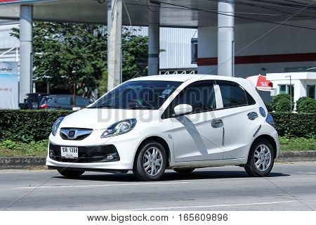 CHIANG MAI THAILAND - NOVEMBER 18 2016: Private Eco car Honda Brio. On road no.1001 8 km from Chiangmai city.