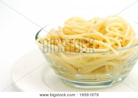 Italské špagety v skleněná mísa