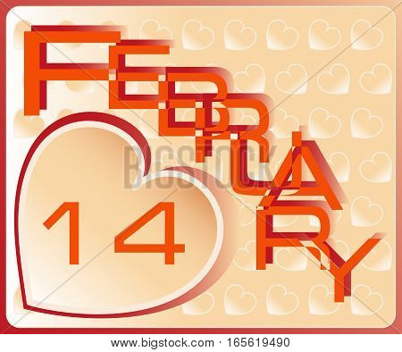 FEBRUARY. Valentine's Day.Vector image. Day of the calendar. Design poster, banner, leaflets, greeting cards, screen savers for presentations.