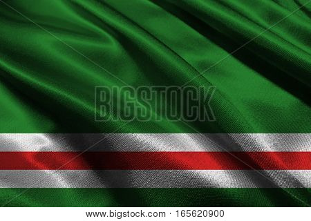 Chechen republic flag 3D illustration symbol.  .
