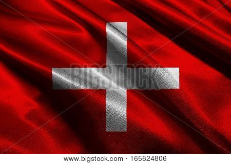 Switzerland national flag 3D illustration symbol .