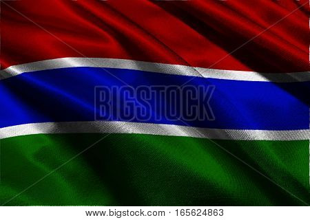 Gambia national flag 3D illustration symbol. Gambia national flag