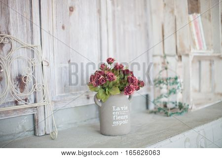 Vintage home arrangement, interior with retro furniture