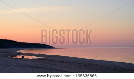Ladoga lake at sunsset the Karelian Isthmus.