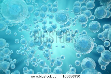 Blue cells science bacgkround, 3d rendering high resolution