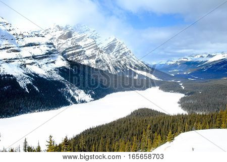 Peyto Lake in Winter Canadian Rockies Alberta Canada