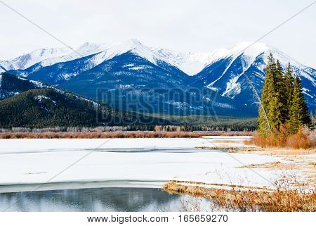 Vermilion Lake in Winter Canadian Rockies Alberta Canada