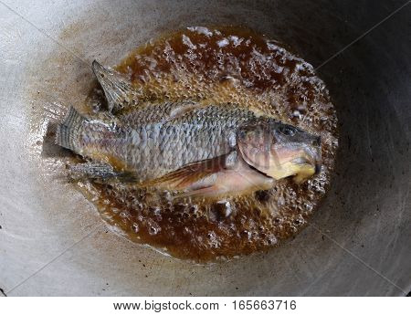 Fish fry, traditional food of Thailand, fish, food.