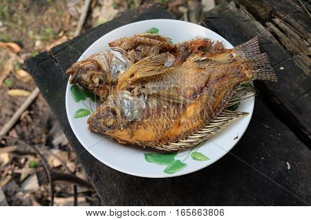 Fish fry, traditional food of Thailand, fish, food.