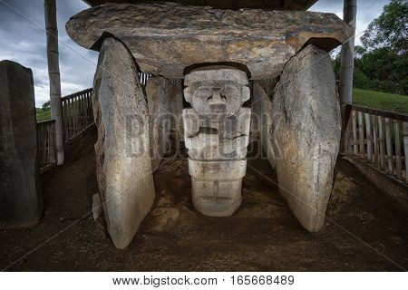 ancient pre-columbian tomb in San Agustin Colombia