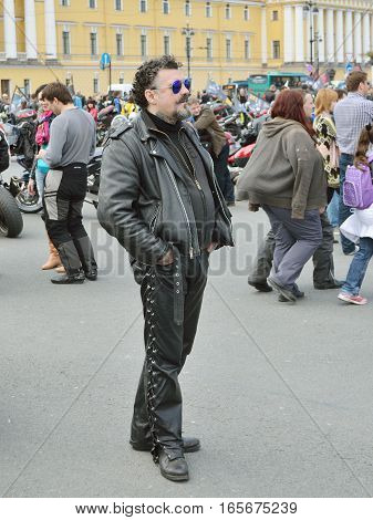 10.05.2014.Russia.Saint-Petersburg.In the cityon Palace squarea festival of bikers.