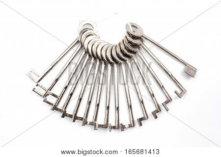 several lockpicking to open a lock on a door