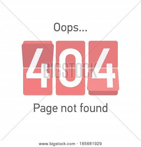 Error page 404, vector template for website. Vector illustration. Countdown.