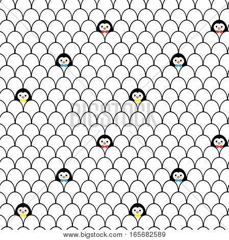 Seamless pattern with cute penguin. Background for kids.