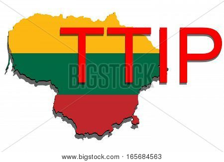 Ttip - Transatlantic Trade And Investment Partnership On Lithuania Map