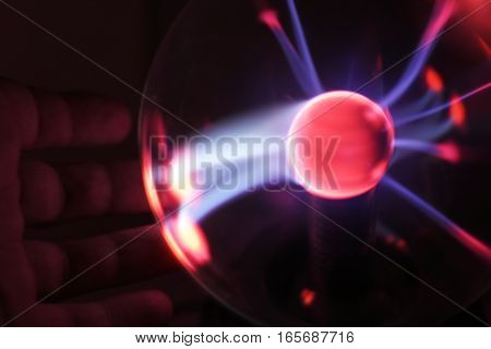 Electricity fire-ball. Abstract photo of electric waves. Static electricity