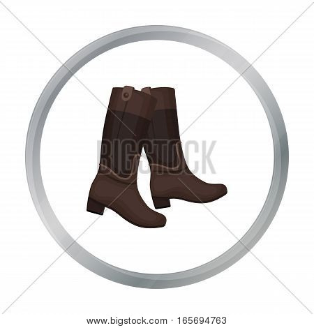 Jockey's high boots icon in cartoon design isolated on white background. Hippodrome and horse symbol stock vector illustration.