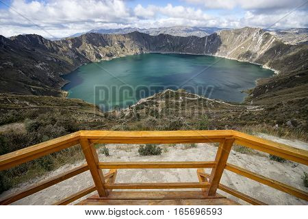 Laguna Quilotoa in Ecuador seen from the viewing deck