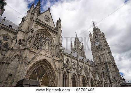 the neo-gothic basilica de voto nacional Quito Ecuador