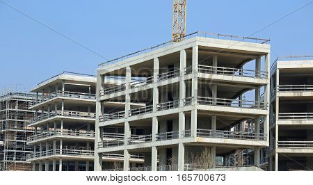 Immense Building Under Construction With Concrete Walls