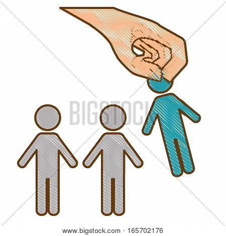 hand and picotgram men icon over white background. human resources design. vector illustration