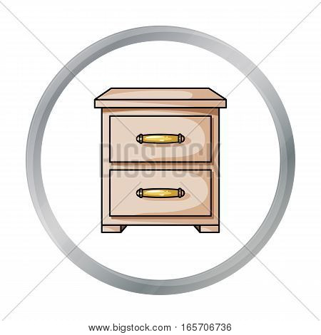 Bedside table icon in cartoon style isolated on white background. Furniture and home interior symbol vector illustration.
