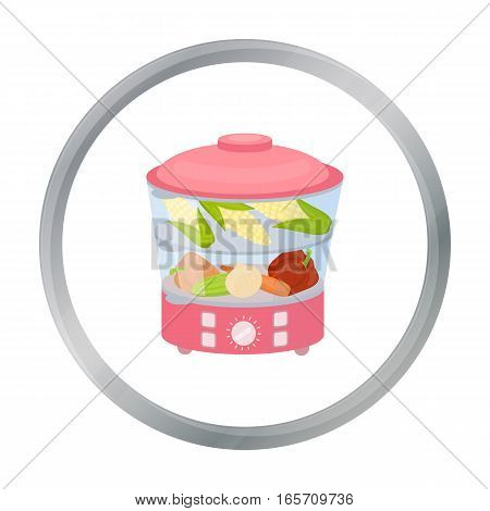Food steamer icon in cartoon style isolated on white background. Household appliance symbol vector illustration.
