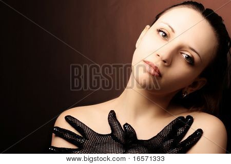 Güzel bir kadın portresi. Moda sanat fotoğraf