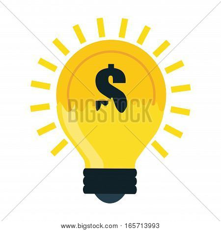 bulb light with money sign icon over white background. vector illustration
