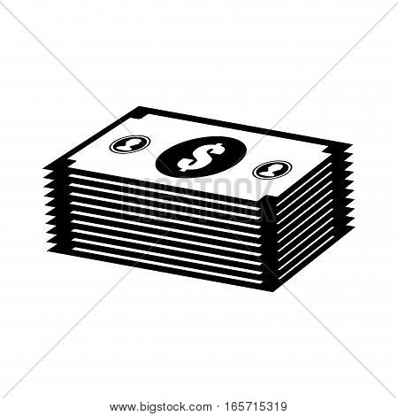 money bills or wad of cash over white background. vector illustration