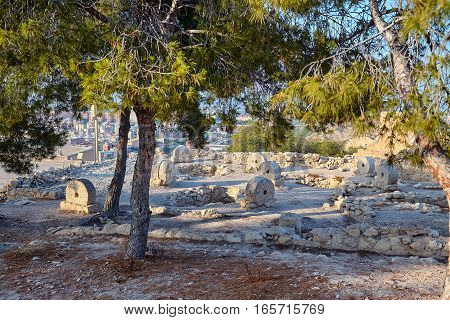 Old millstones in Alicante Santa Barbara castle