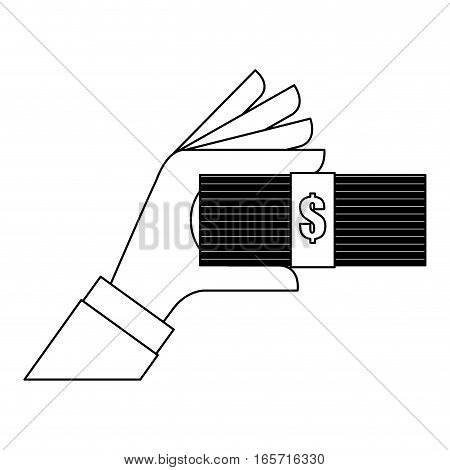 money bills or wad of cash over white background. vector illustration