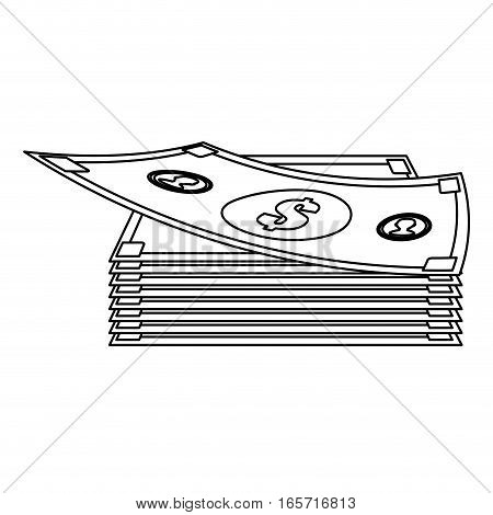 money bills or wad of cash over white background. vector illustration