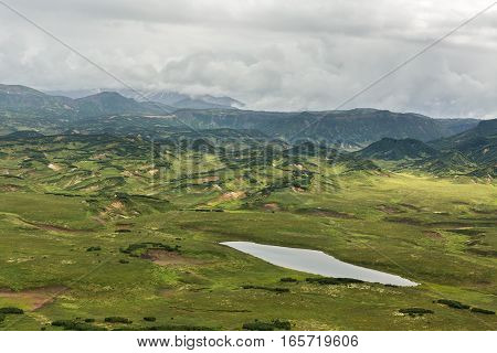 Kronotsky Nature Reserve on Kamchatka Peninsula. View from the helicopter.