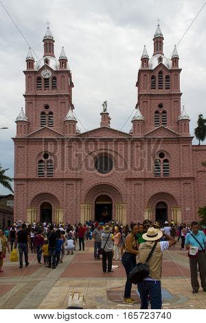 Buga Valle del Cauca Colombia - January 9 2017: Basilica of the Lord of the Miracles.
