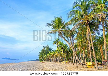 Sunshine morning on beach Ban Krut Prachuap Khirikhun Province Thailand