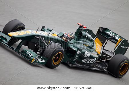 close up of Heikki Kovalainen auf einen Hochgeschwindigkeits-gerade