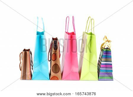 Colorful shopping bags isolated on white background.